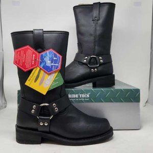 New mens 8 Ride Tecs 13" waterproof harness straps black motorcycle riding boots